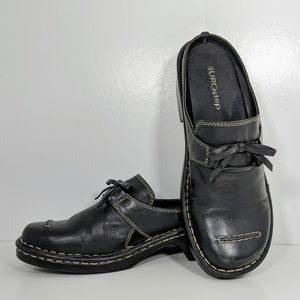 EUROstep Mariah Black Leather Mules Clogs 6.5M
